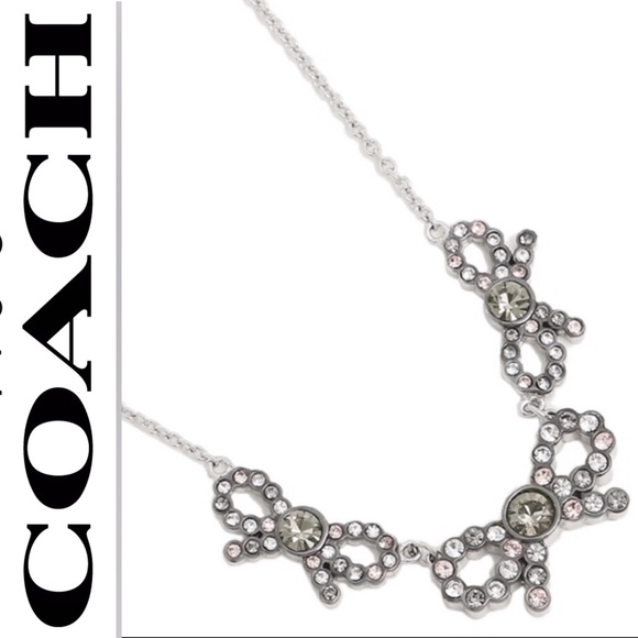 COACH TRIPLE STONE BOW NECKLACE MULTI/SILVER - Picture 1 of 7